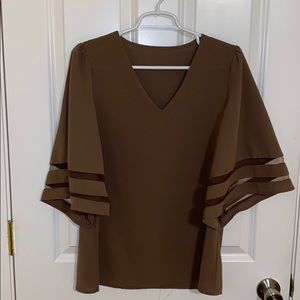 Brown v neck blouse
